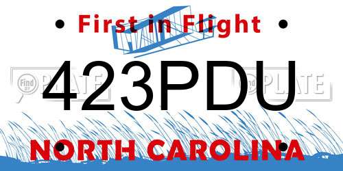 423PDU North Carolina License Plate