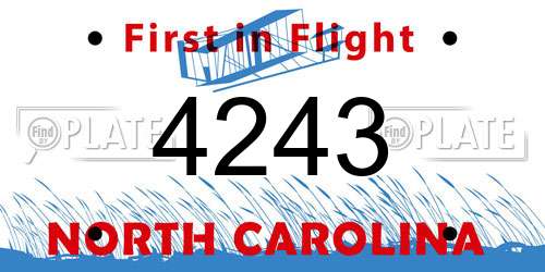 4243 North Carolina License Plate