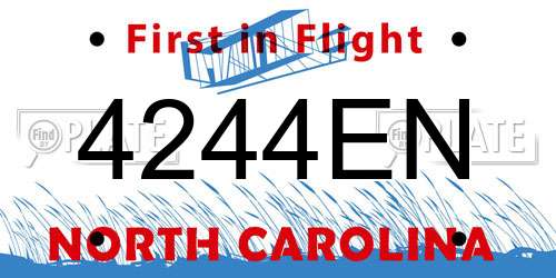 4244EN North Carolina License Plate