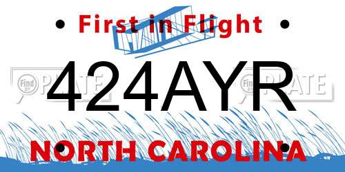 424AYR North Carolina License Plate