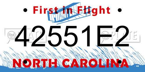 42551E2 North Carolina License Plate