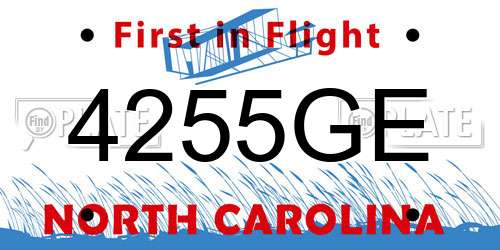 4255GE North Carolina License Plate