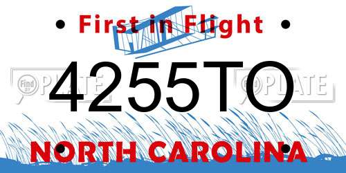 4255TO North Carolina License Plate