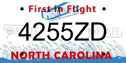 4255ZD North Carolina License Plate