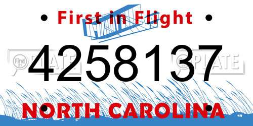 4258137 North Carolina License Plate