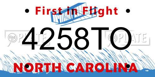 4258TO North Carolina License Plate