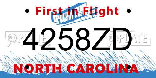 4258ZD North Carolina License Plate