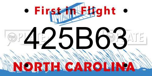 425B63 North Carolina License Plate