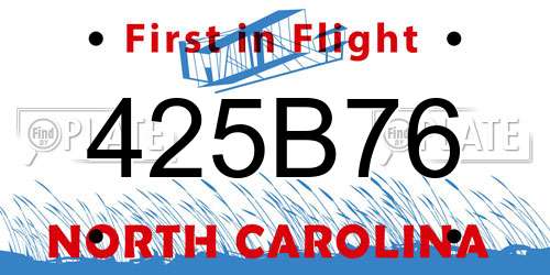 425B76 North Carolina License Plate