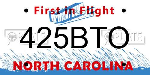 425BTO North Carolina License Plate