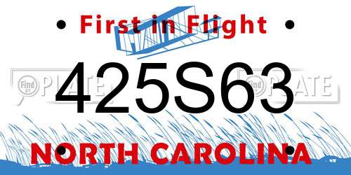 425S63 North Carolina License Plate
