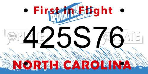 425S76 North Carolina License Plate