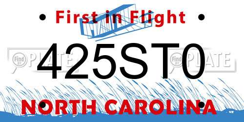 425ST0 North Carolina License Plate