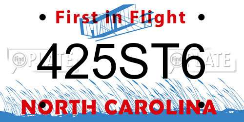 425ST6 North Carolina License Plate