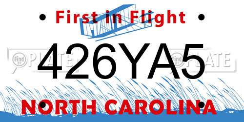426YA5 North Carolina License Plate