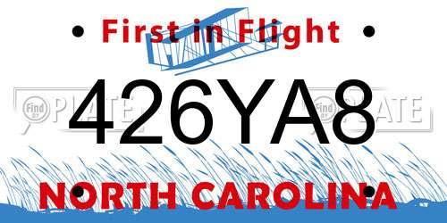 426YA8 North Carolina License Plate