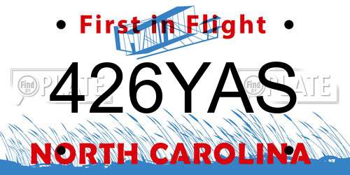 426YAS North Carolina License Plate