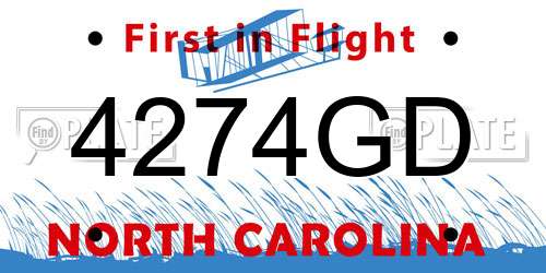 4274GD North Carolina License Plate