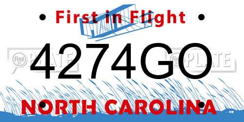 4274GO North Carolina License Plate