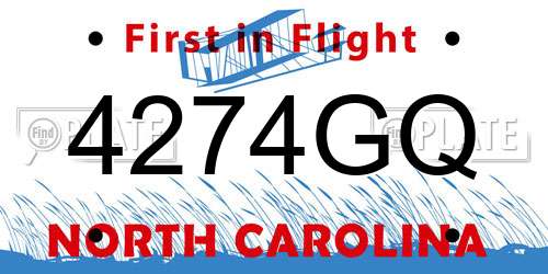 4274GQ North Carolina License Plate