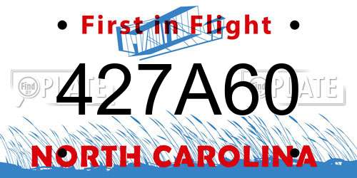 427A60 North Carolina License Plate