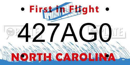 427AG0 North Carolina License Plate