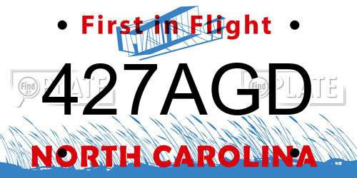 427AGD North Carolina License Plate
