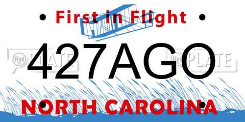 427AGO North Carolina License Plate