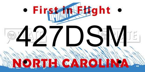 427DSM North Carolina License Plate
