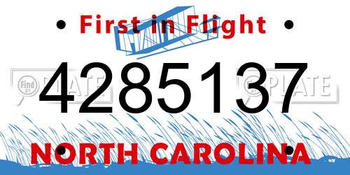 4285137 North Carolina License Plate