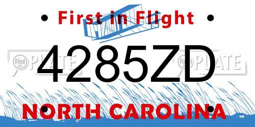 4285ZD North Carolina License Plate