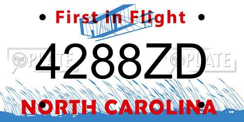 4288ZD North Carolina License Plate