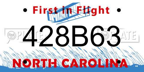 428B63 North Carolina License Plate
