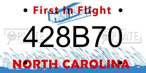 428B70 North Carolina License Plate