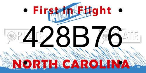 428B76 North Carolina License Plate