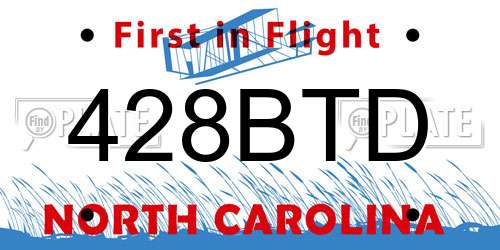 428BTD North Carolina License Plate