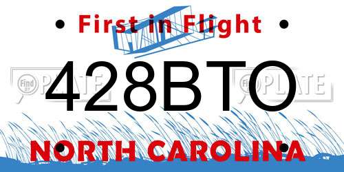 428BTO North Carolina License Plate