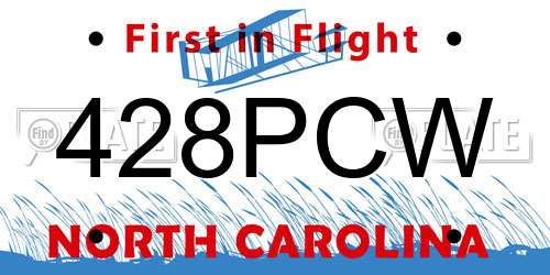 428PCW North Carolina License Plate