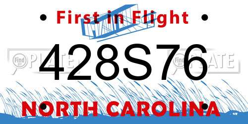 428S76 North Carolina License Plate