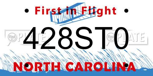 428ST0 North Carolina License Plate