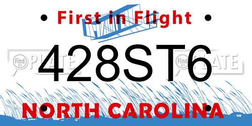 428ST6 North Carolina License Plate