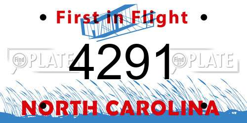 4291 North Carolina License Plate