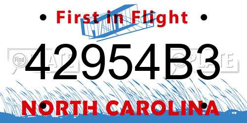 42954B3 North Carolina License Plate