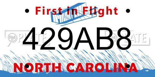 429AB8 North Carolina License Plate