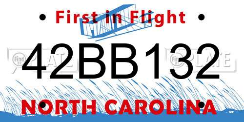42BB132 North Carolina License Plate