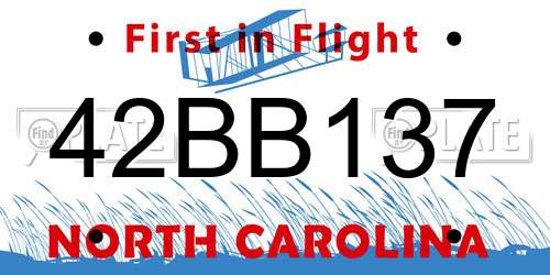 42BB137 North Carolina License Plate