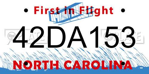 42DA153 North Carolina License Plate