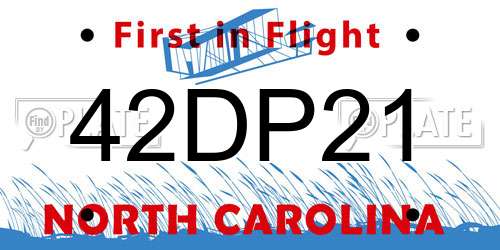 42DP21 North Carolina License Plate