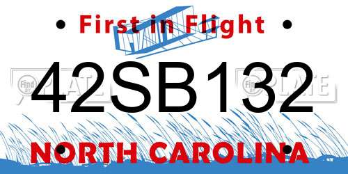 42SB132 North Carolina License Plate