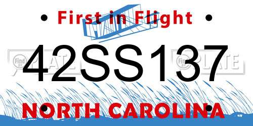 42SS137 North Carolina License Plate